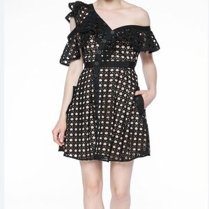 Self- Portrait 🎉HOST PICK🎉One Shoulder Mini Black Dress